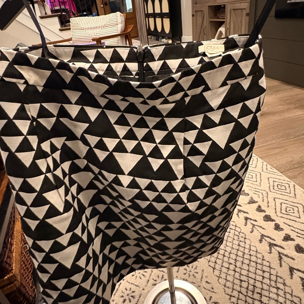 J. Crew Black and White Geometric Pencil Skirt